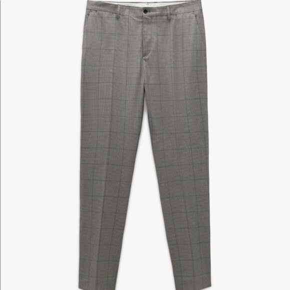 ZARA Man PLAID SUIT PANTS Grey 32